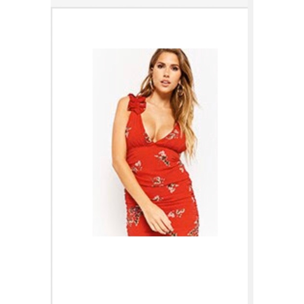 Floral Ruched Ruffle Dress